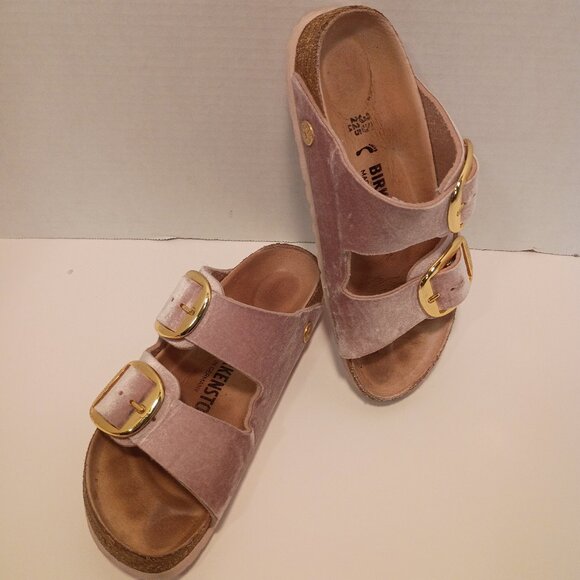 BIRKENSTOCK Arizona 225 Size 35EU/L4US Big Buckle Pink Velvet Sandals - Picture 1 of 11